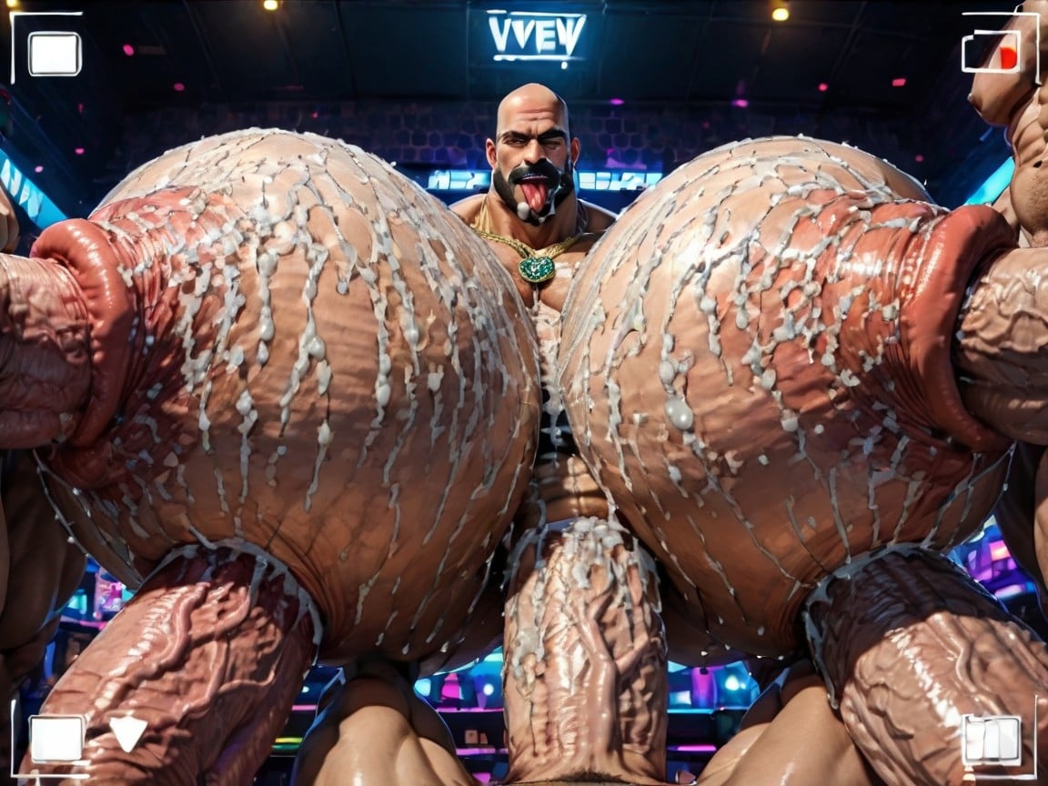 Focus Under Boob, Thick Goatee, Many People Around AI Gay Porn