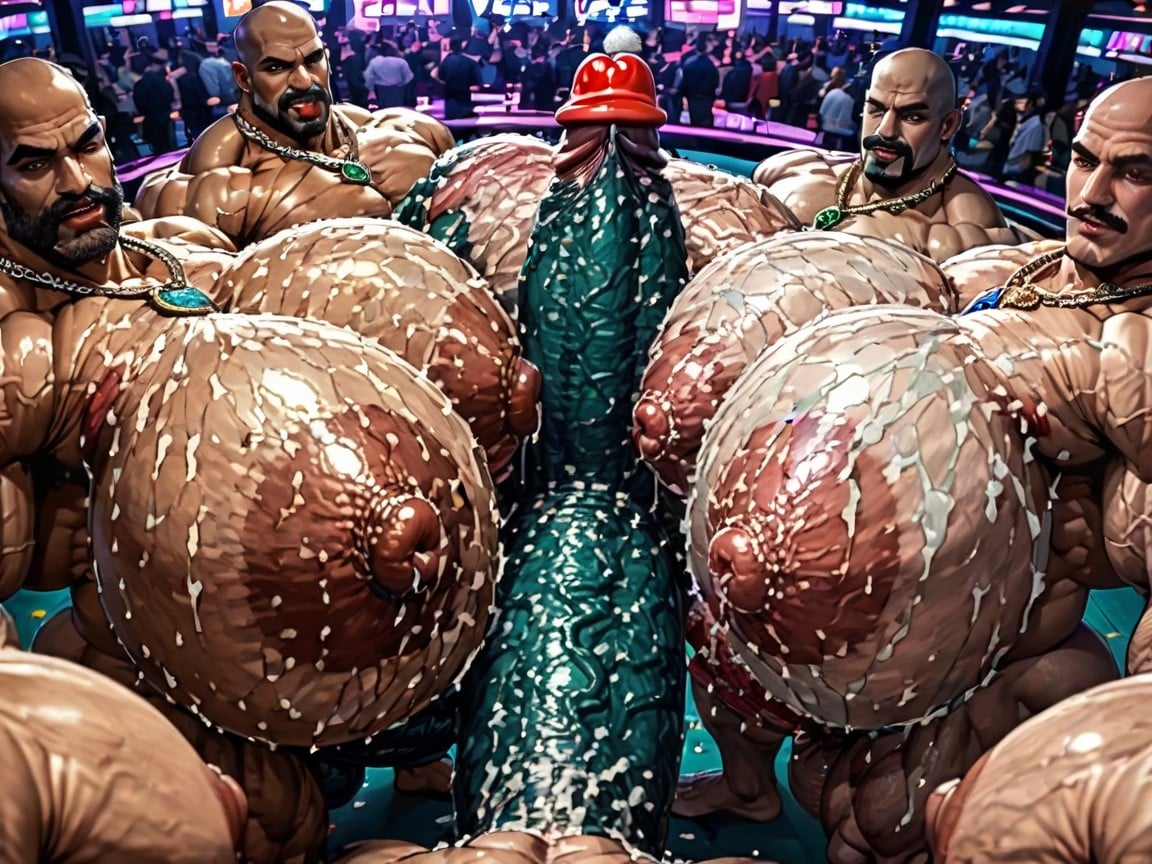 Squatting, Sweaty, Tongue Out AI Gay Porn