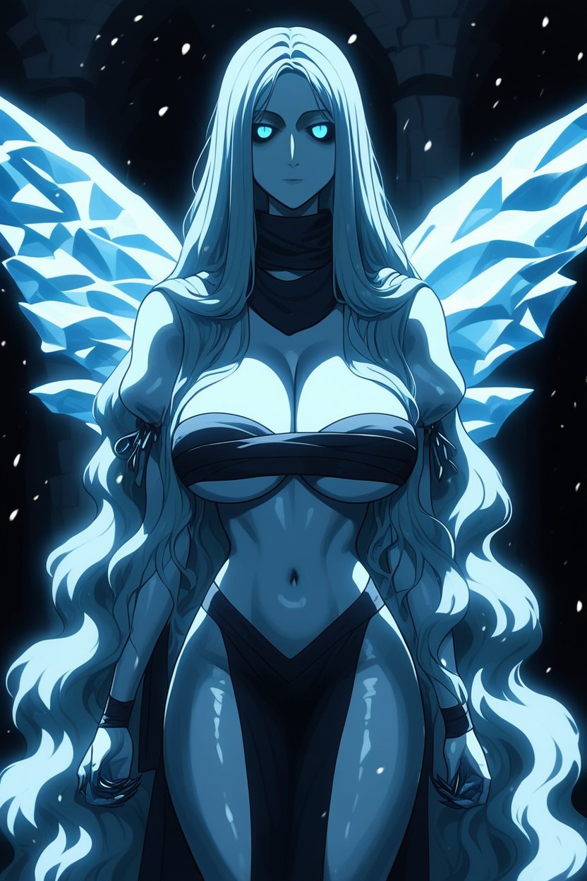 Long Sleeves Fur Belly Dancer, Yuki Onna, Dancer Cloth Around Hips Hentai IA