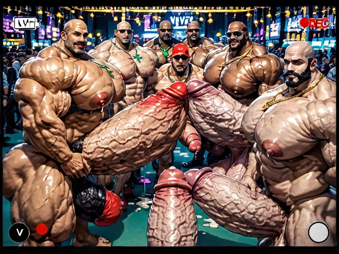 Wide Angle, Gay Gangbang, Thick Goatee AI Gay Porn