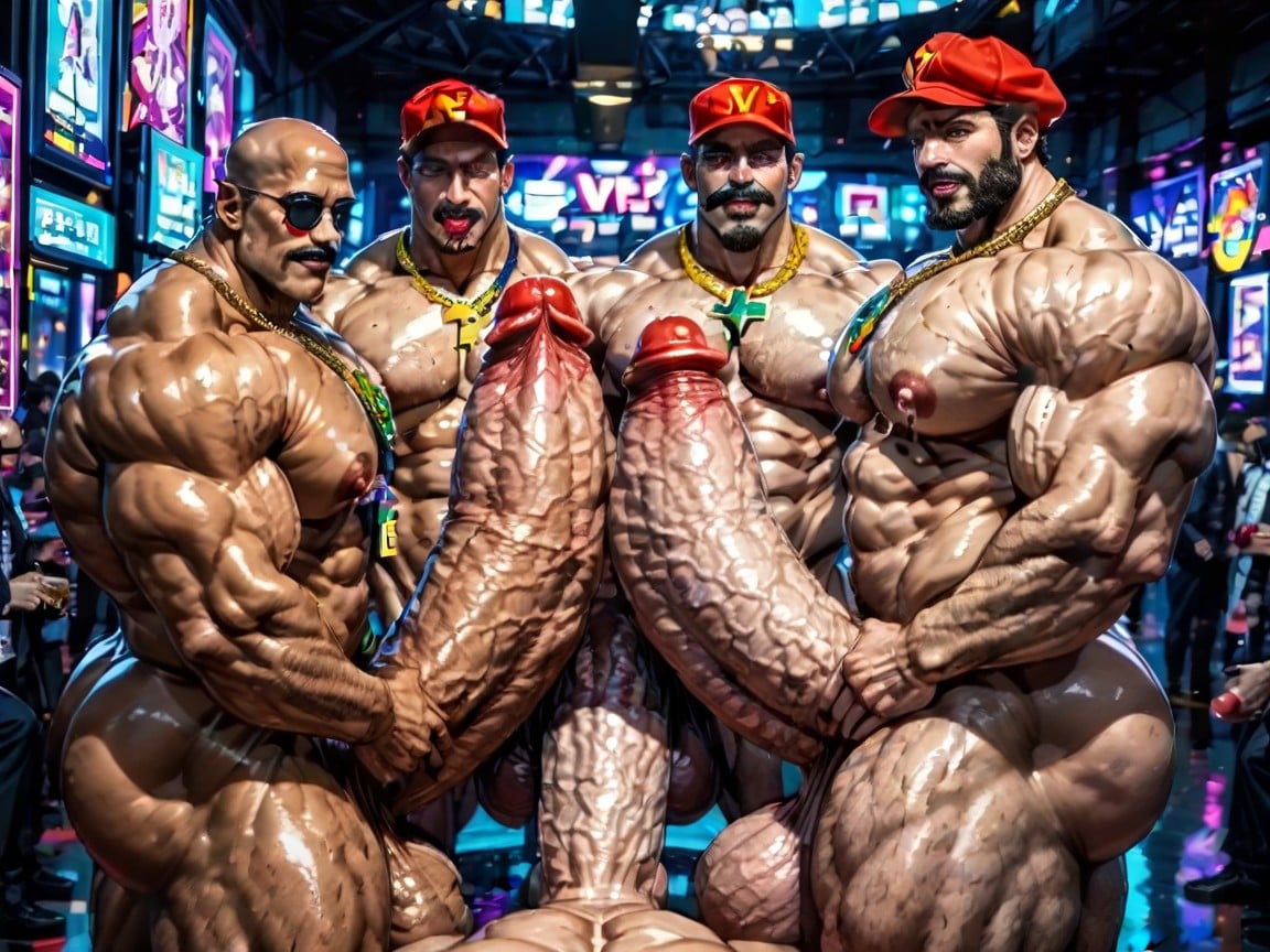 Huge Hyper Cocks Pushing Up Hyper Boobs, Oversized Hyper Boobs, Double Penetration In Mouth AI Gay Porn