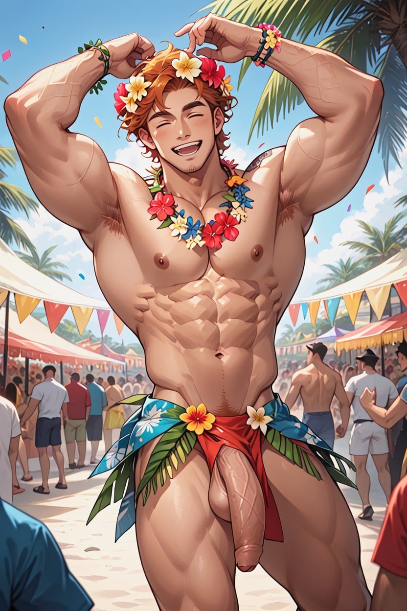 Many People Around, Muscular, Tattoo AI Gay Porn