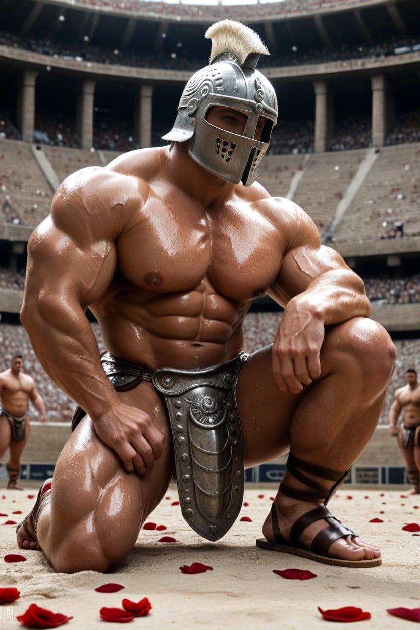 Gladiator Outfit, Oiled Skin, Oiled Skin AI Gay Porn