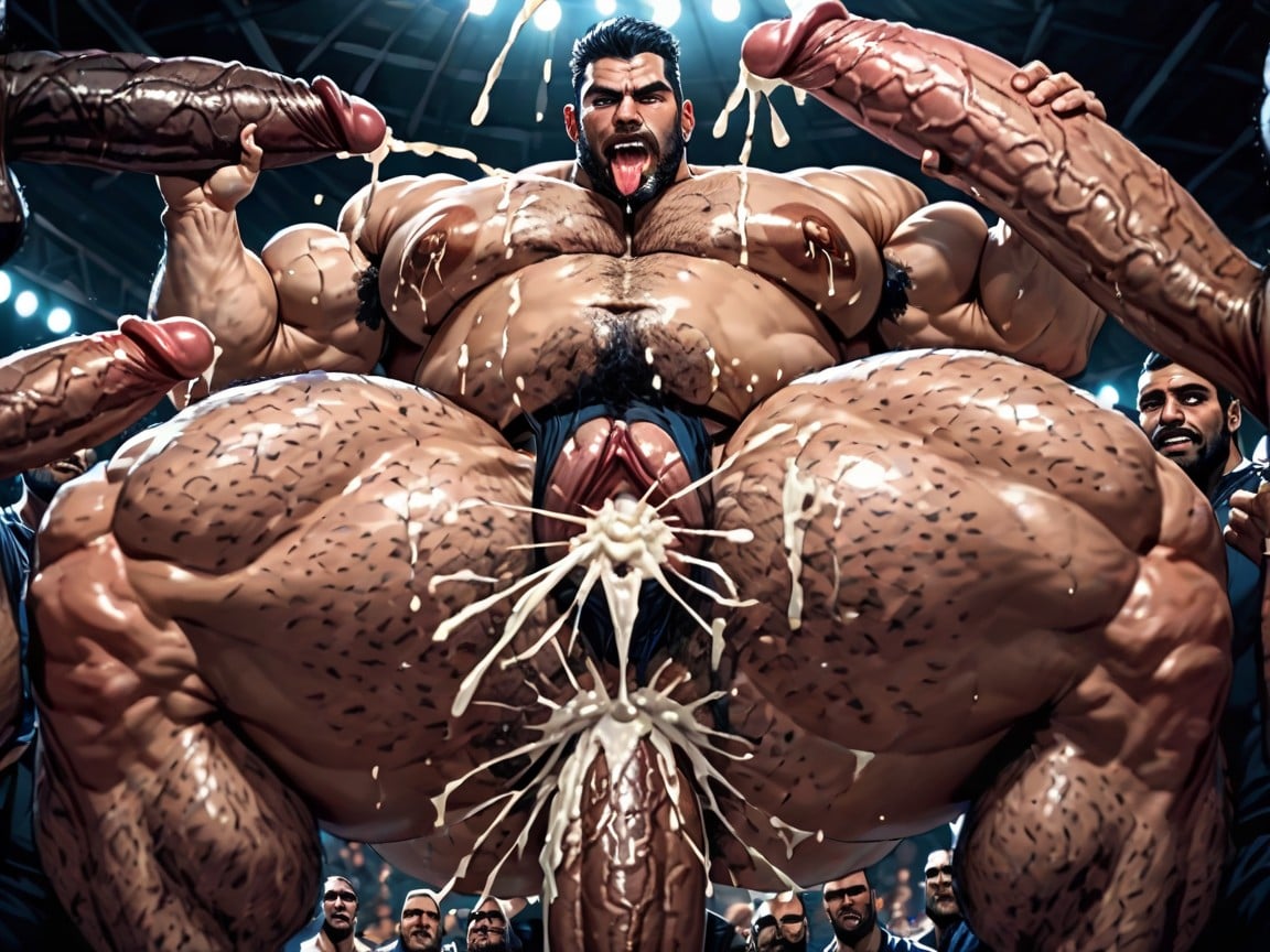 Ahegao, Oiled Skin, Massive Muscles AI Gay Porn