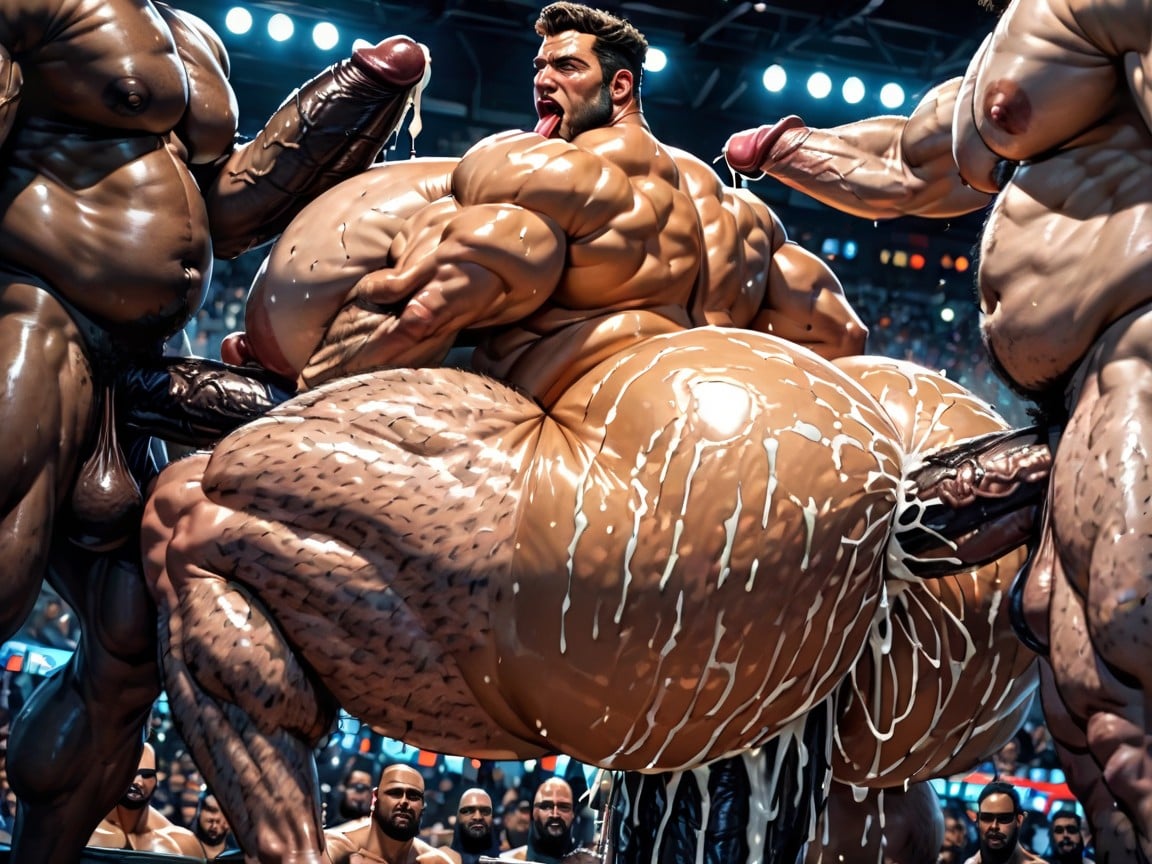 Mouth Agape, Huge Hyper Nipples, Hyper Massive Ass AI Gay Porn