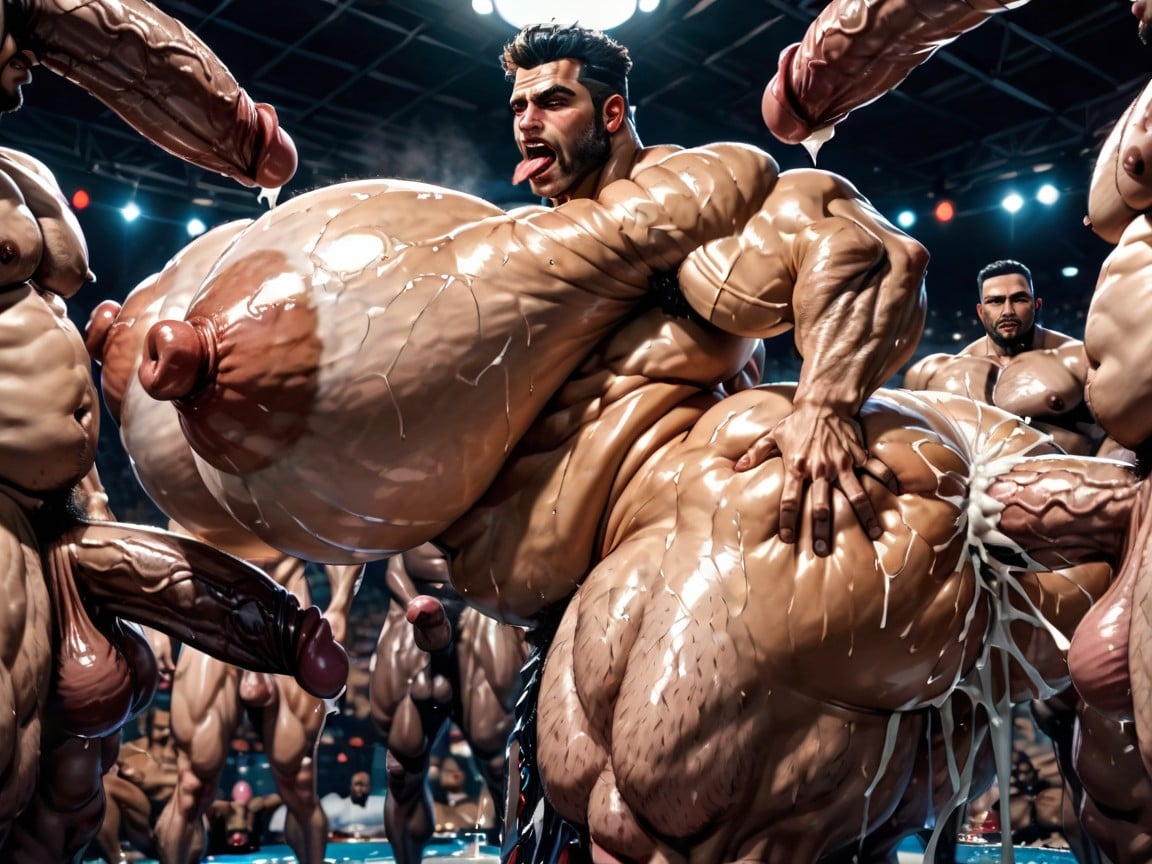Both Boobs Getting Sucked Hard, Oversized Hyper Boobs, Wide Angle AI Gay Porn
