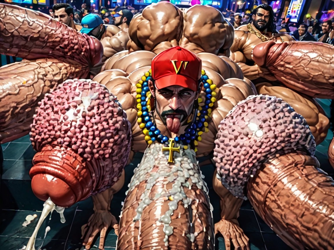 Mouth Agape, Many Huge Cocks In Mouth And Hyper Massive Ass, Tongue Out AI Gay Porn