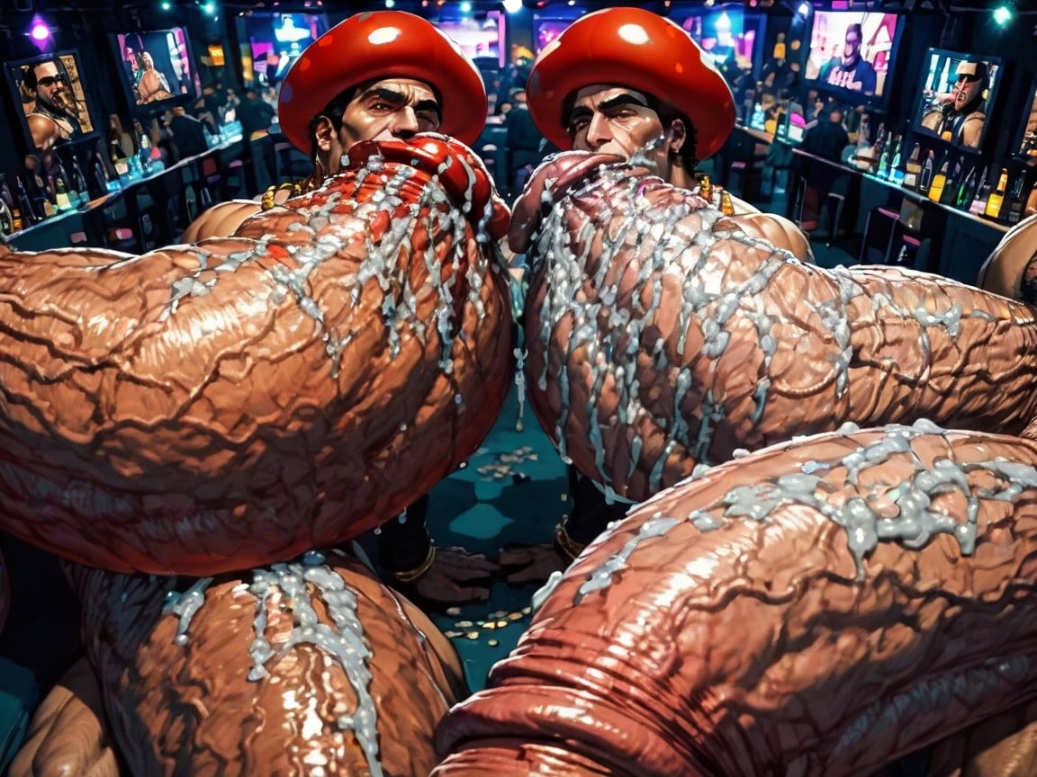 Massive Thick Bulky Hairy Muscles, Sideburns, Sweaty AI Gay Porn
