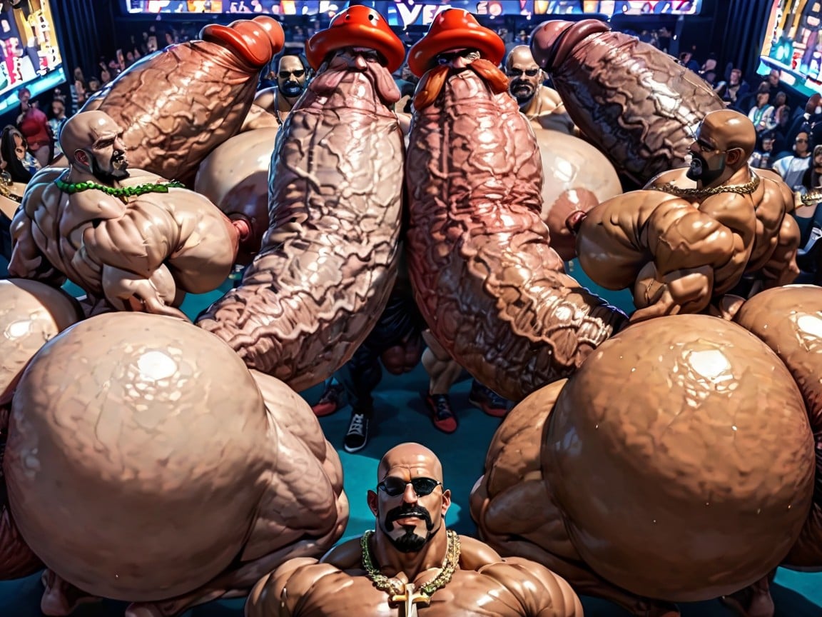 Tongue Out, Extreme Hyper Boobs, Many Huge Cocks In Mouth And Hyper Massive Ass AI Gay Porn