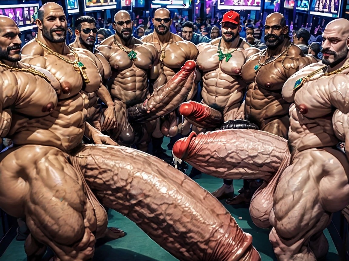 Erect Penis, Many People Around, Gay Gangbang AI Gay Porn