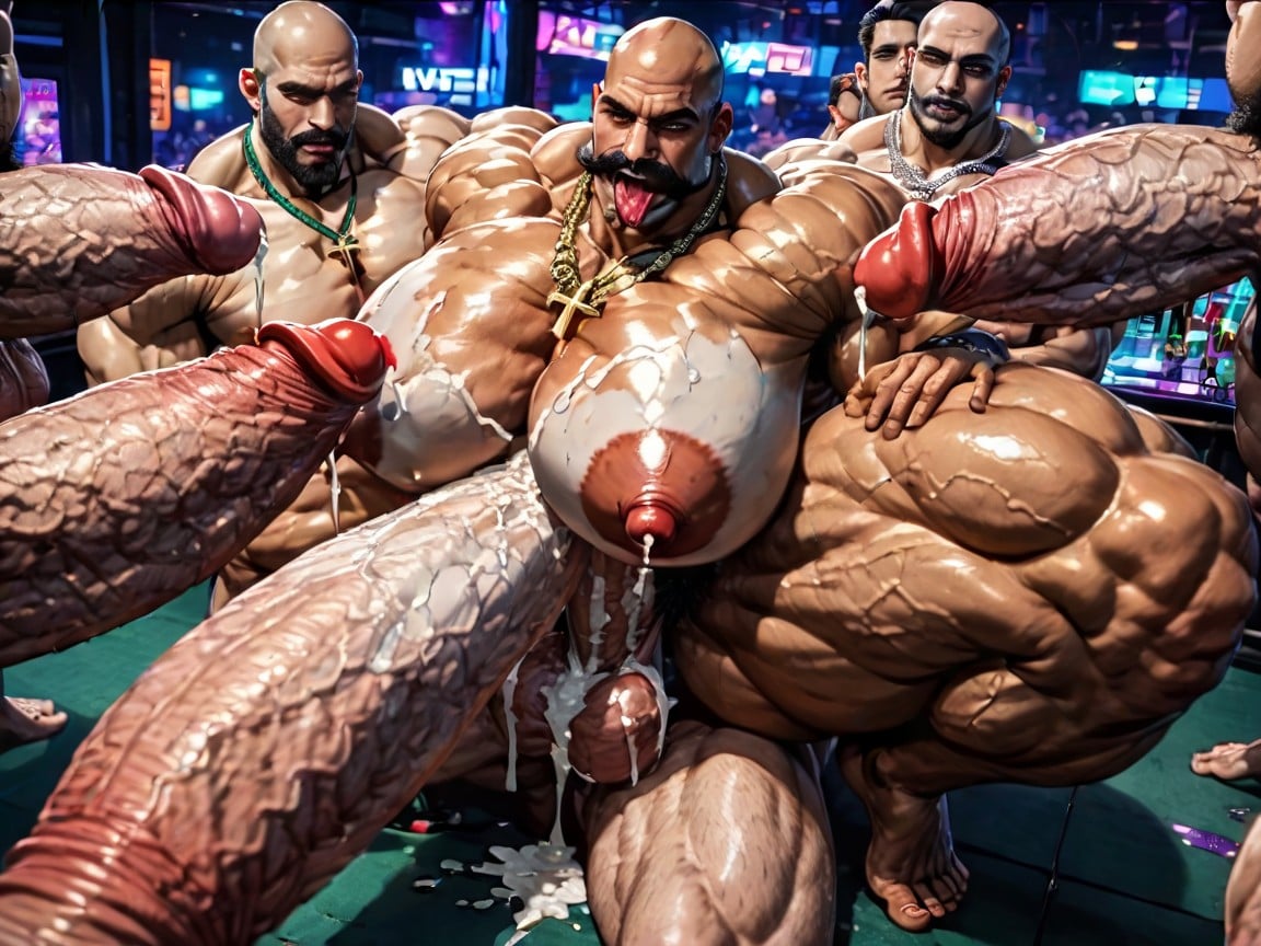 Focus Under Boob, Tongue Out, Impossibly Long Hyper Penis AI Gay Porn