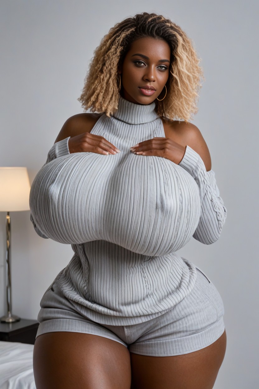 Hyper Breasts, Bbl Big Ass, Medium Length Hair AI Porn