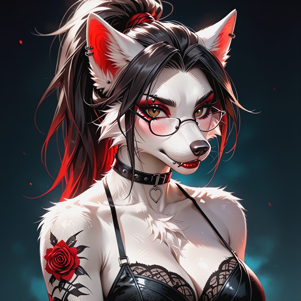 Tattoos, Medium Breasts, Heavy Blushing Furry AI Porn