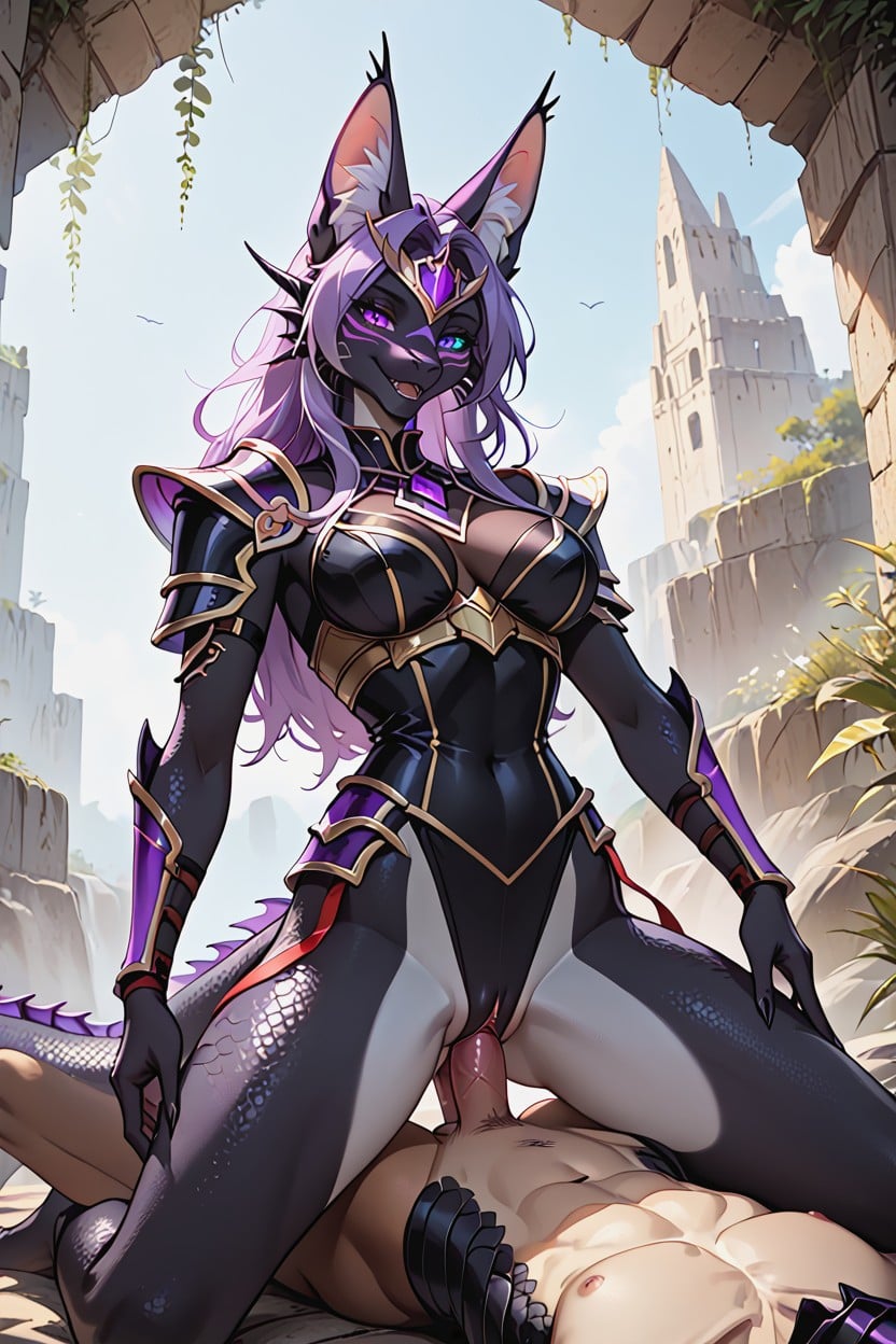Heterochromia, Cinematic, Glowing Purple Eyes Furry AI Porn