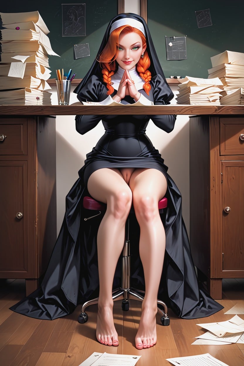 Fairy Sized Body, Ginger, Papers On The Floor AI Porn