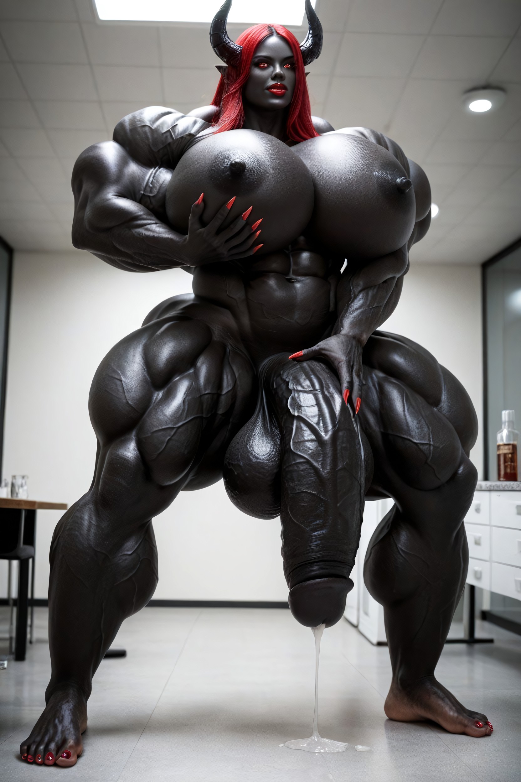 Muscular, Bottom Heavy, Full Body View Shemale AI Porn