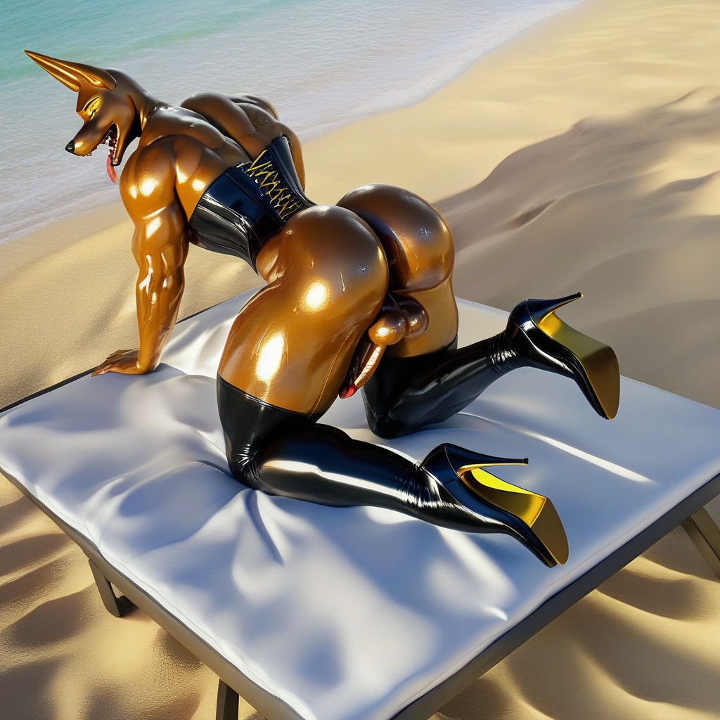 High Heels, Jackal, Showing Butthole Furry AI Porn