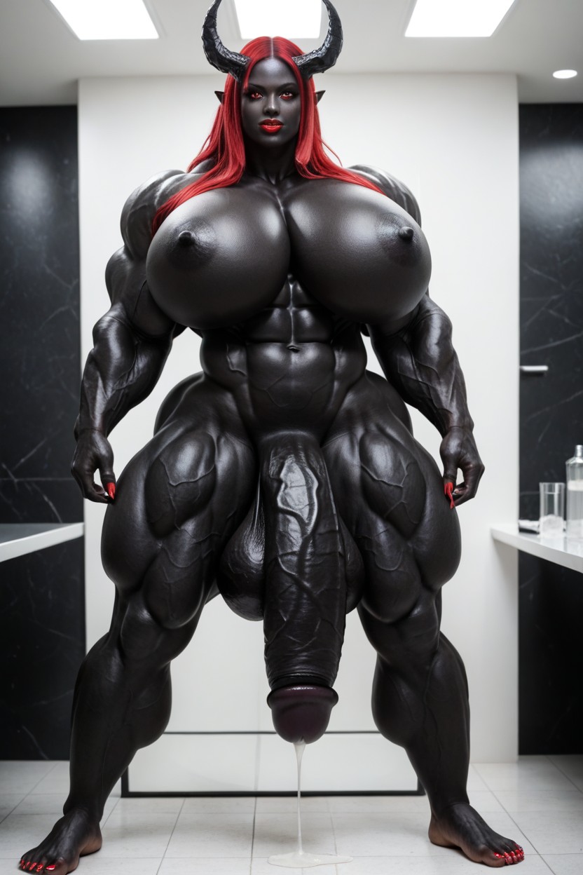 Laboratory, Futanari Penis Dripping Pre Cum, Giant Body Shemale AI Porn