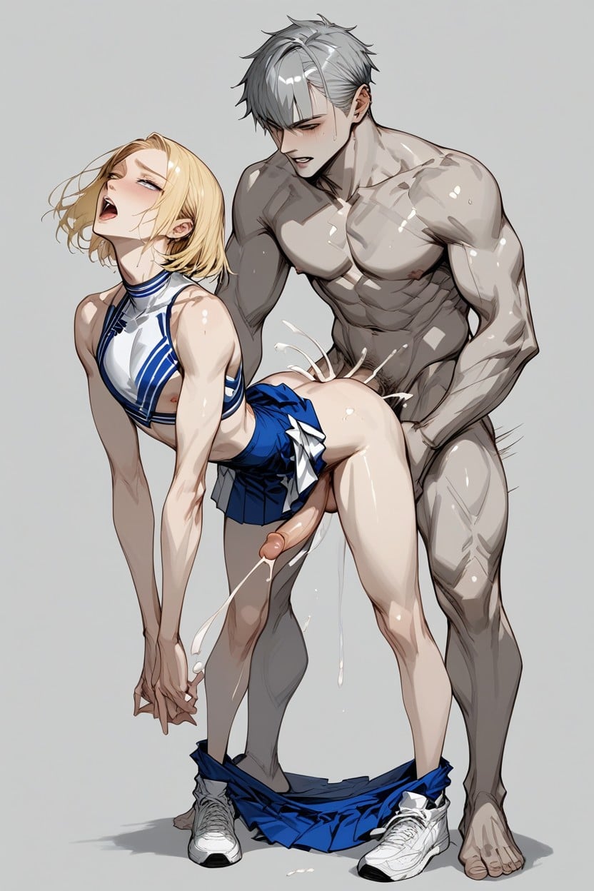 Blonde Man Fucked By Grey Hair Man, Pretty Face, Possessively Fucked From Behind AI Gay Porn