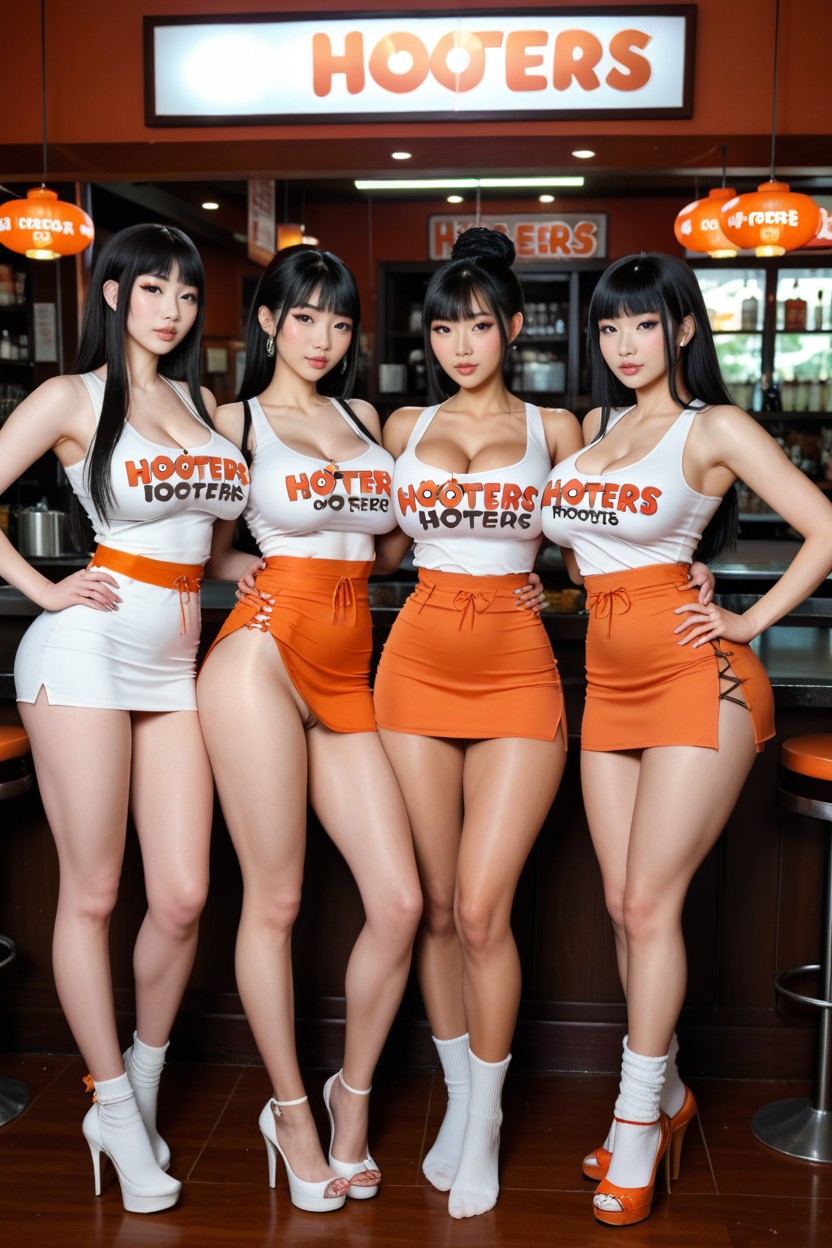 Full Body, Highly Detailed Eyes, Highly Detailed Chinese Hooters AIポルノ