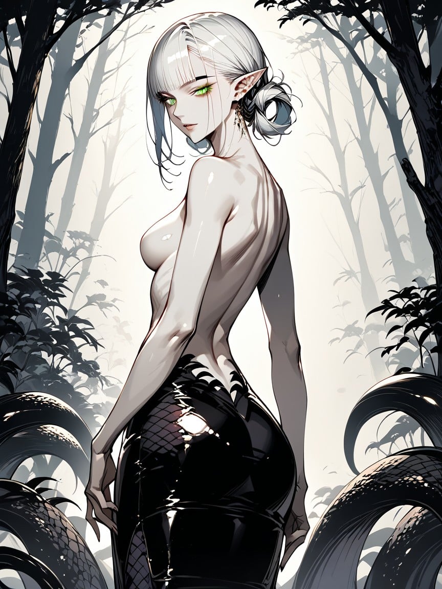 Slit Pupils, Dark Forest At Night, Skin Gloss AI Porn
