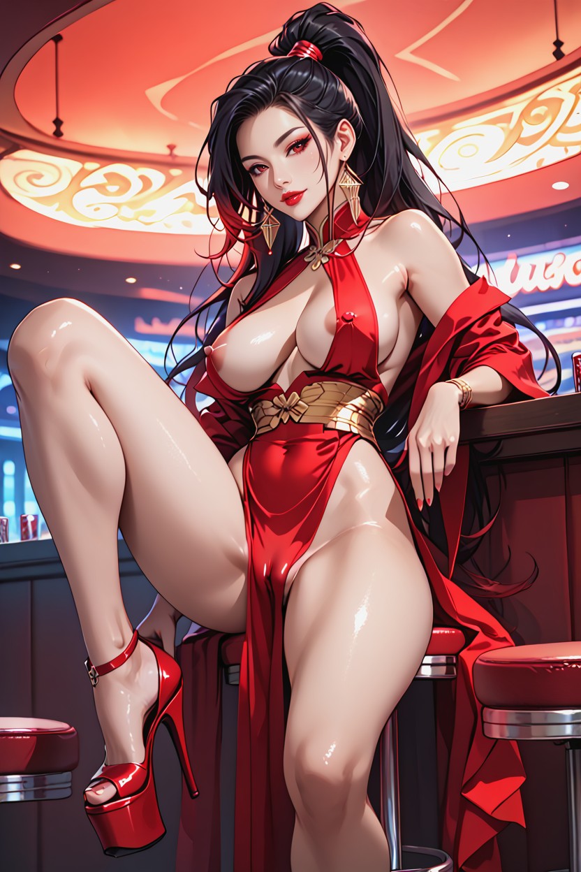 Super Long Hair, Side View, Naked Hentai AI Porn