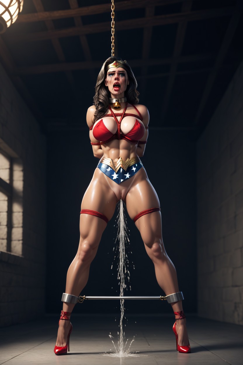 Stretched Chain, Red Chain Harness, Suspended Porno IA