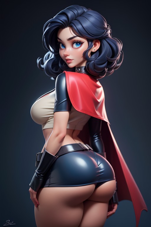Bobcut, Beautiful Face, Red Latex Underwear Hentai AI Porn