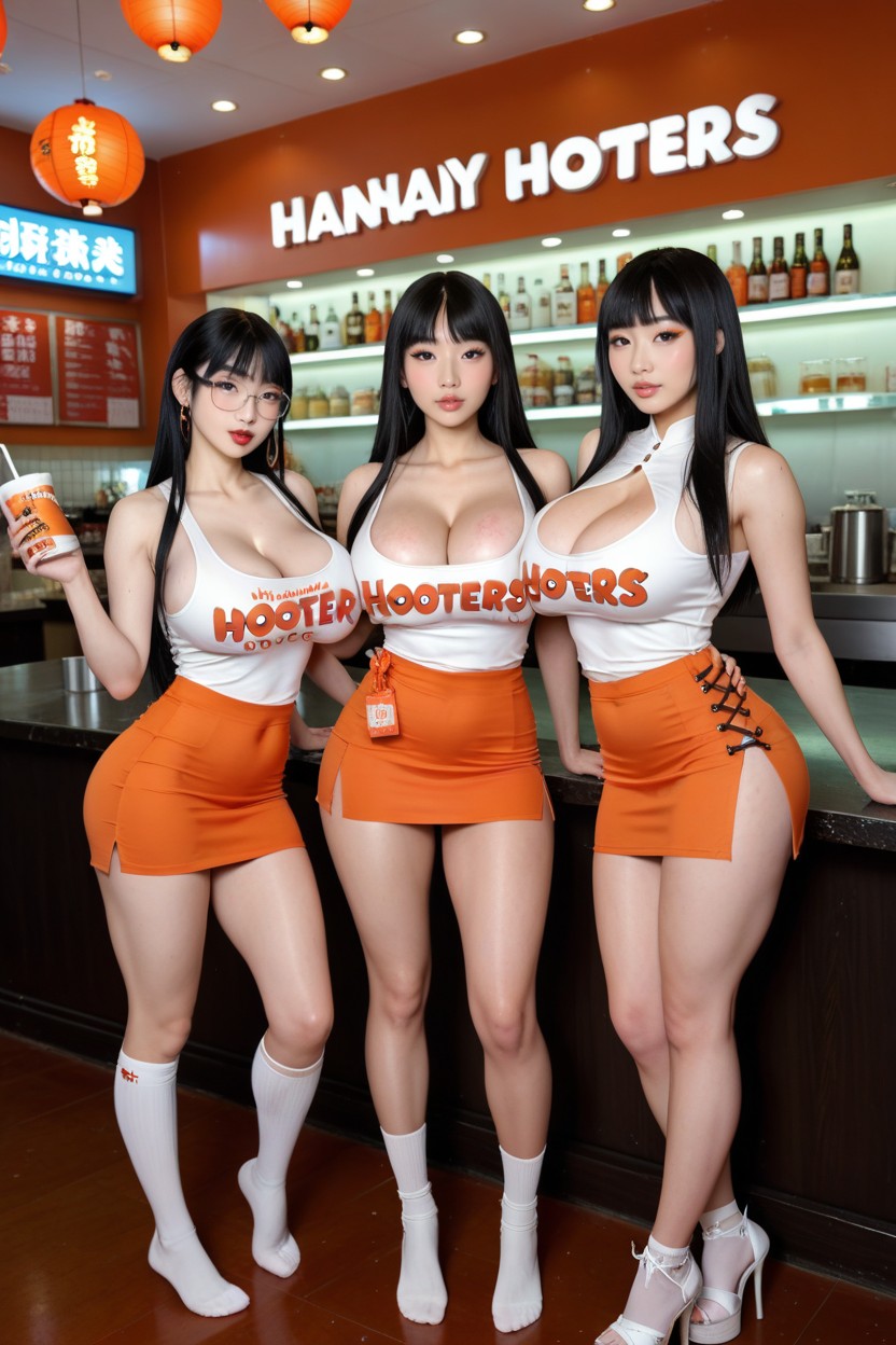 Very Sexy Chinese Face, Blushing, Highly Detailed Chinese Hooters Porno IA