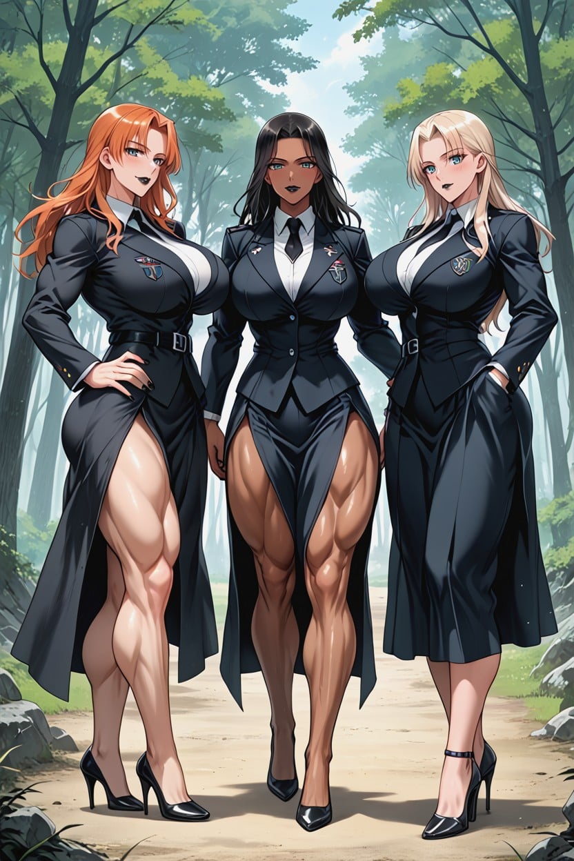 Three Witches, Goth Black Woman, Red-head Bimbo AI Porn