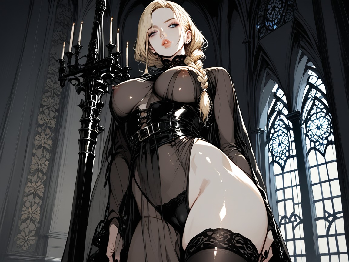 Dark Eyeliner, Glossy Skin, Fit Body AI Porn
