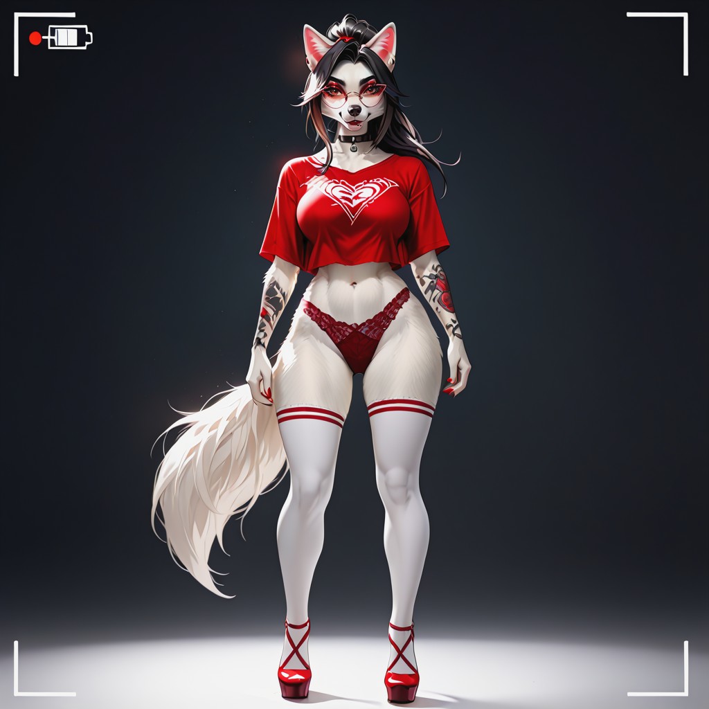Hair, White Fur, Red Fingernails Furry AI Porn