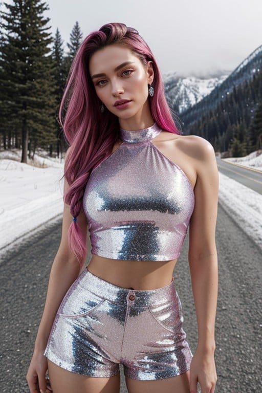 Flowing Symmetrically Over Shoulders, Thick Strands, Edges Catching Spectral Highlights Porno IA