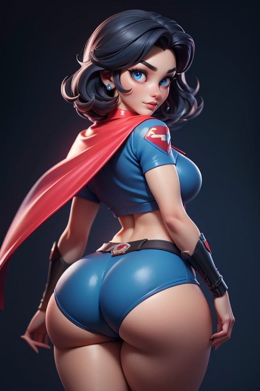 Tight Dark Blue Hotpants, Blue Eyes, Tall Hentai IA