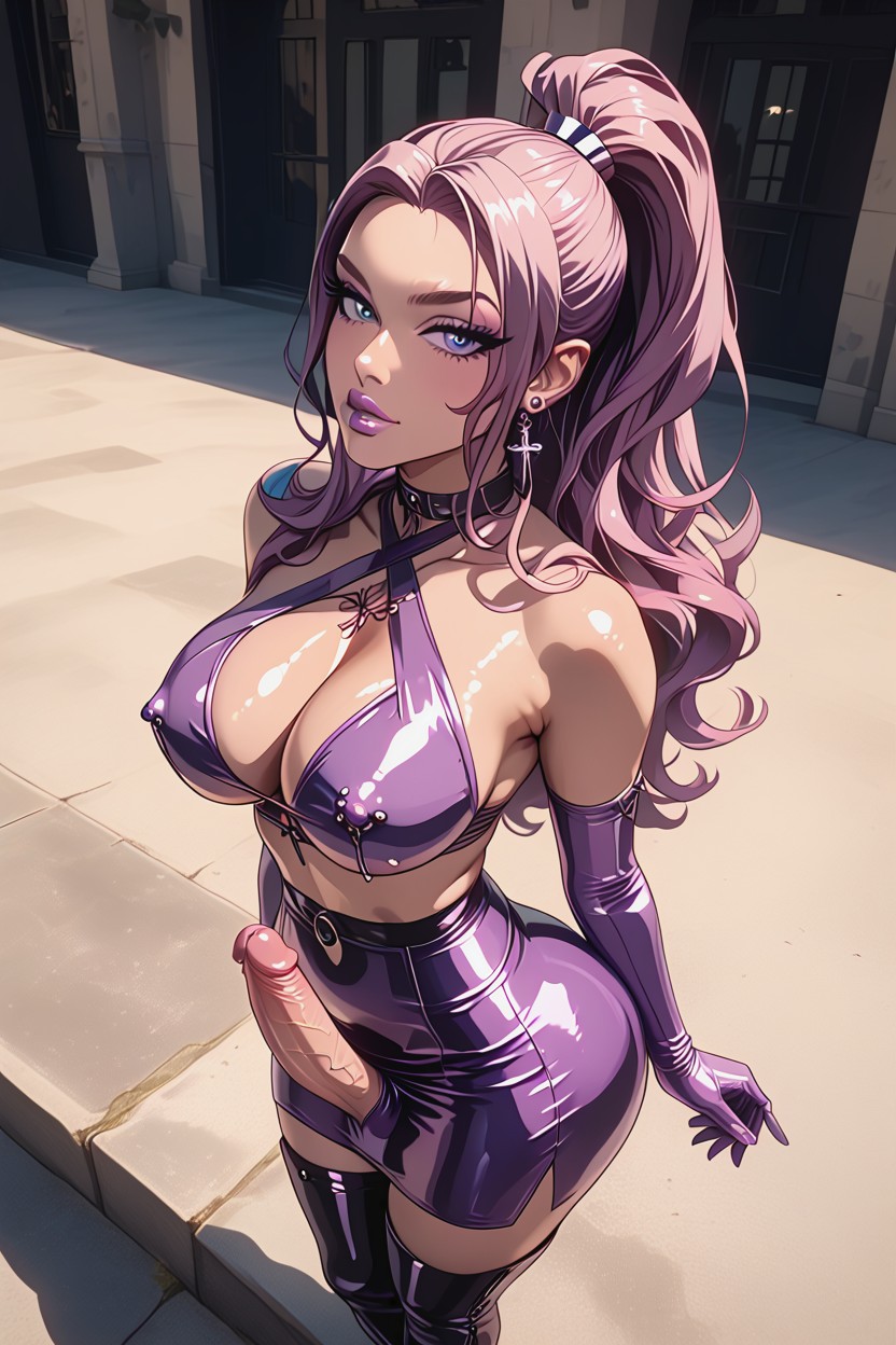 Thick Legs, Thigh High Boots, Shiny Skin Shemale AI Porn