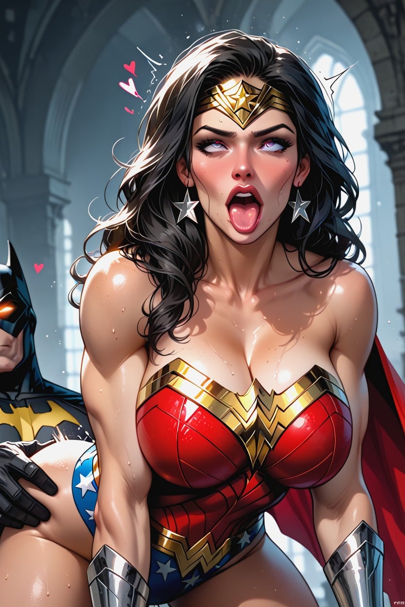 Motion Lines, Wonder Woman Has One Eye Half Closed, Orgasm AI Porn