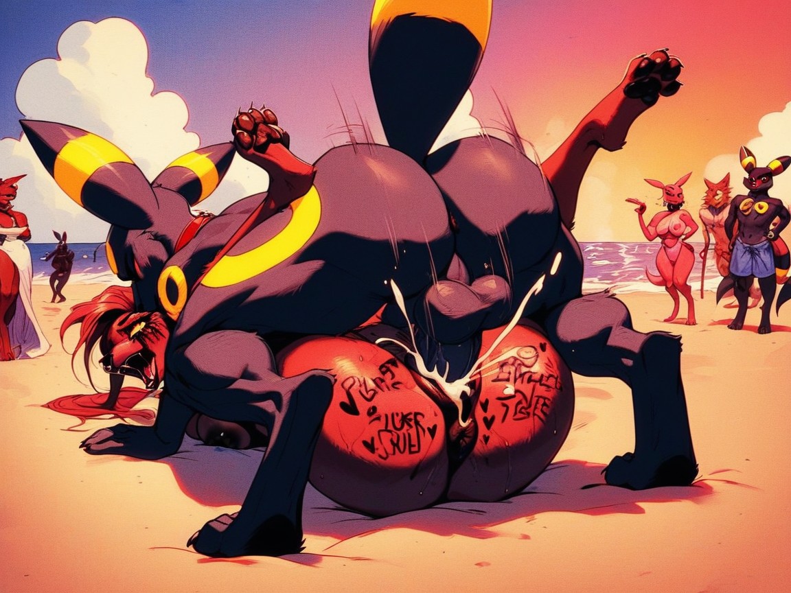 Multiple Women, Female Furry Pokemon, Furry Digitigrade Legs AI Porn