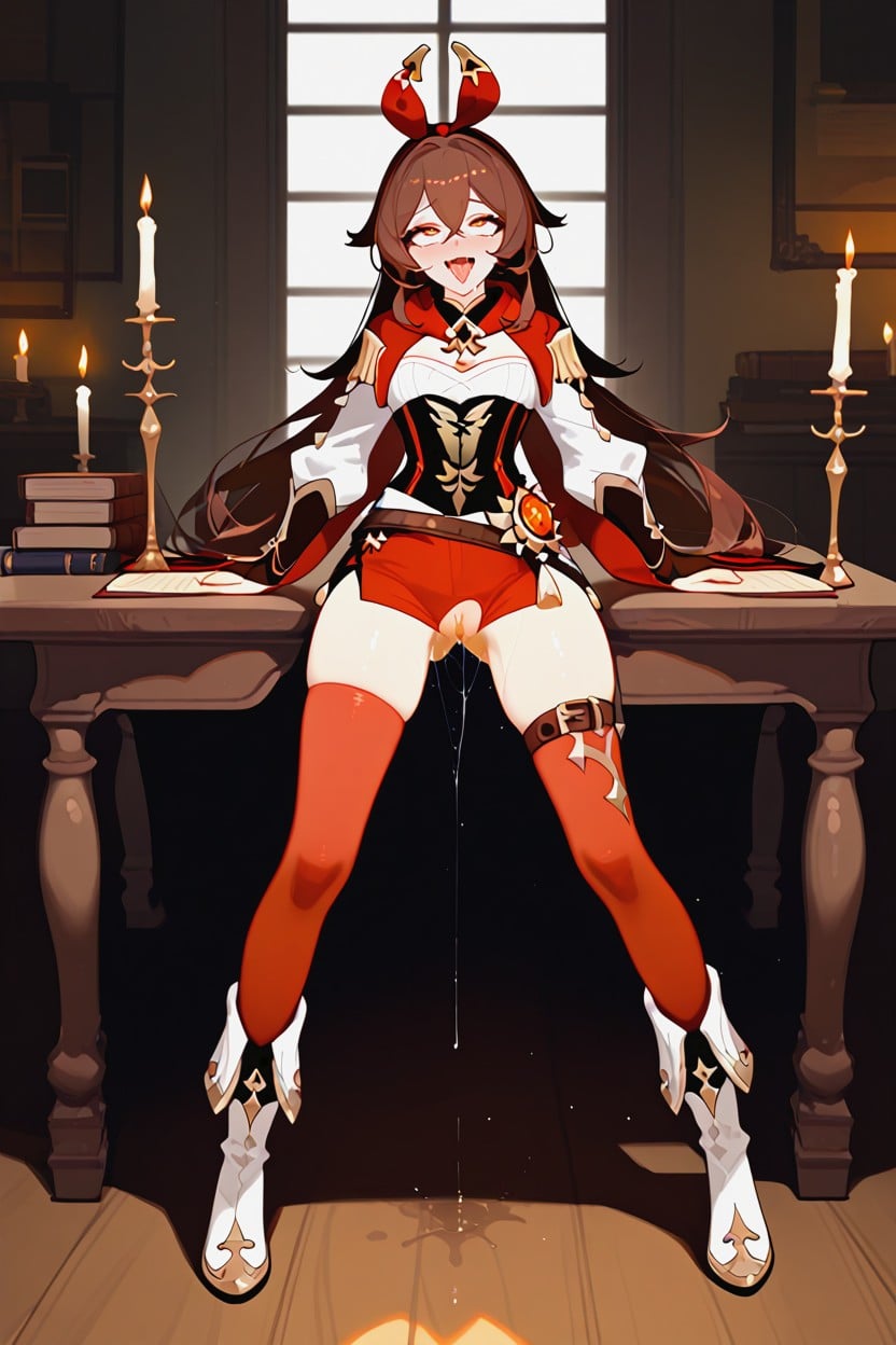 White Tigh High Boots, Orgasme, Ahegao Porno IA Hentai