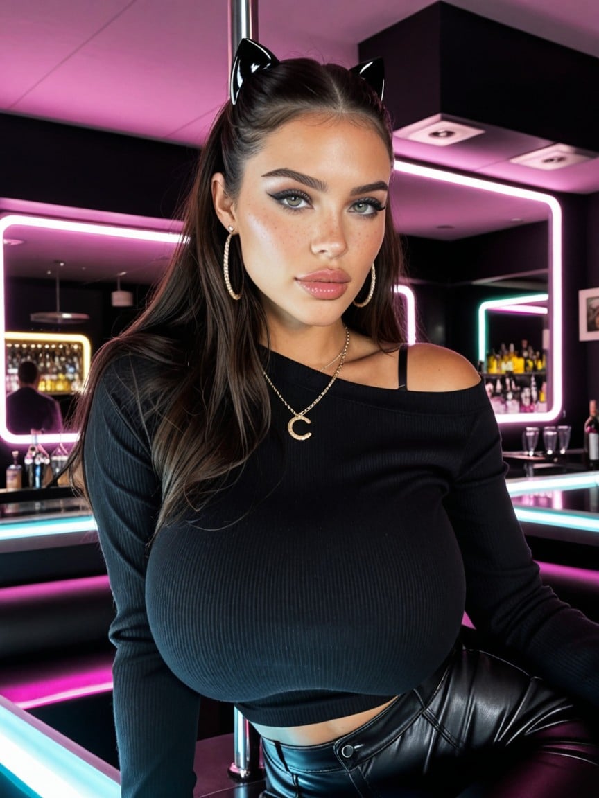 Massive Bubble Butt Emphasized, Vista Lateral, Golden Necklace With Huge Ring Pendant Porno IA