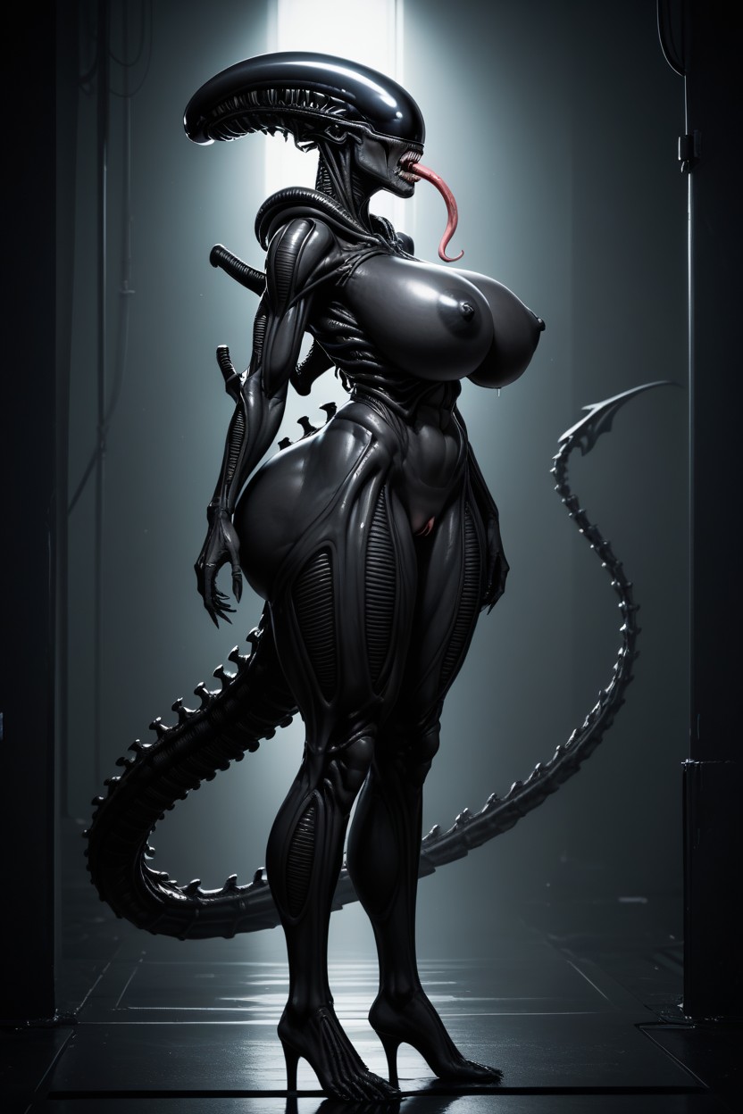 Full Body, Extendable Proboscis-like Jaw, Side View AI Porn