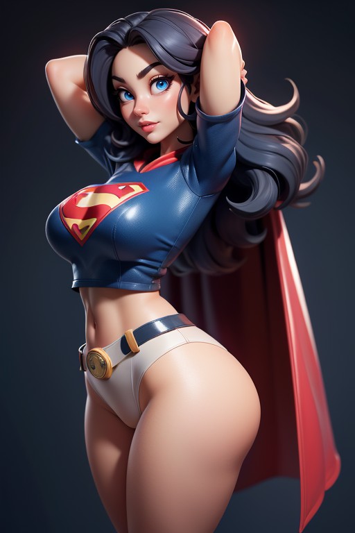 Tight Dark Blue Underwear, Hair, Super Woman AI黃漫