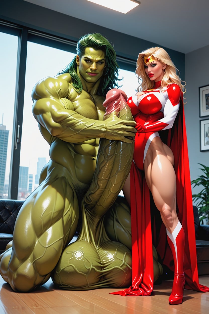 2 People, Impossibly Swollen Veins, Gigantic Massive Monster Cock AI Porn