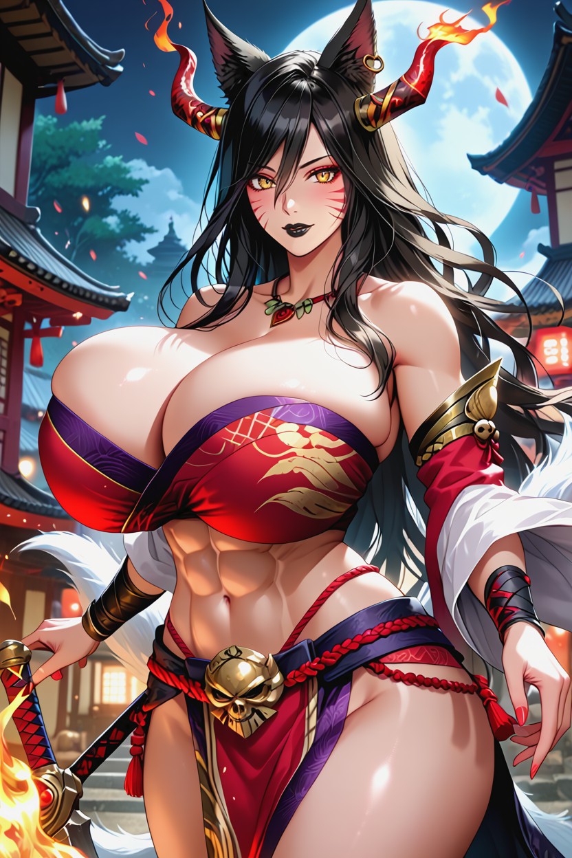 Oni Waririor, Everything On Fire, Black Hair With Red Highlights Hentai KI Porno