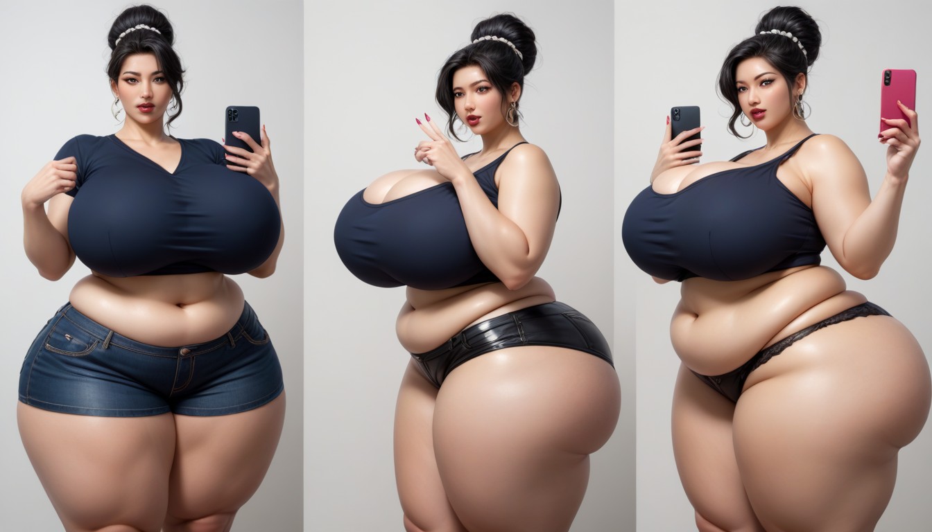 Mehrere Ansichten, The Most Perfect Sexy Thick Plump Very Fat Asian American Woman, Hyper Ultra Mega Fat Ass BBW KI Porno
