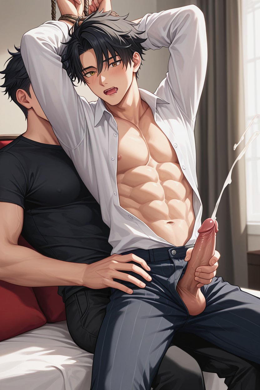 The Second Person's Expression Is Licking His Lips, Touching His Body, Yaoi AI Gay Porn