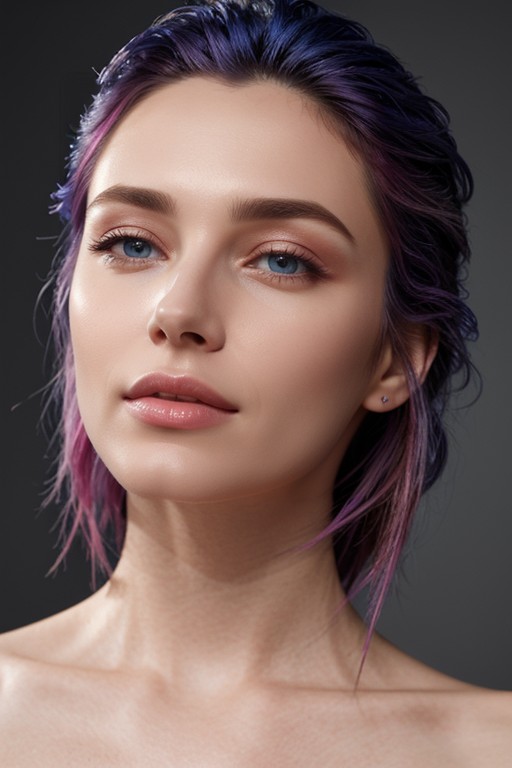 Fall, Frozen Breath Visible Hairstyle Fully Locked Two Bold Strands Dominate The Style, One Vivid Electric Blue On The Left AI Porn