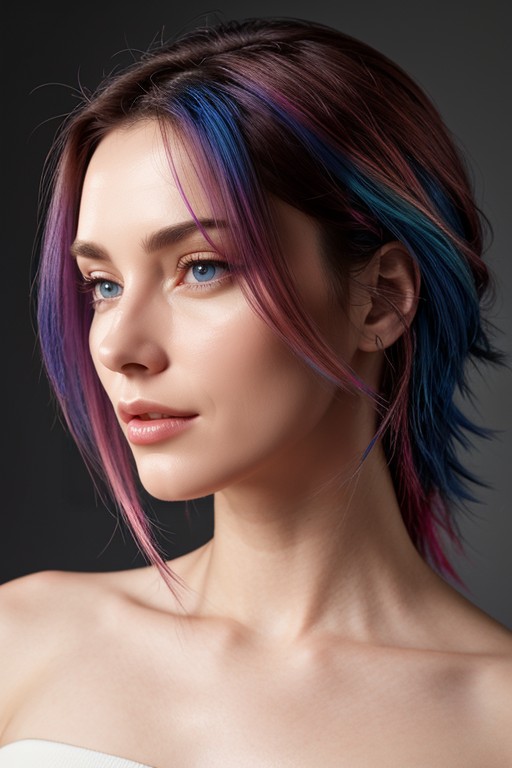 Head And Shoulders Portrait On Solid Grey Background, Hot Pink Right, Separated AI Porn