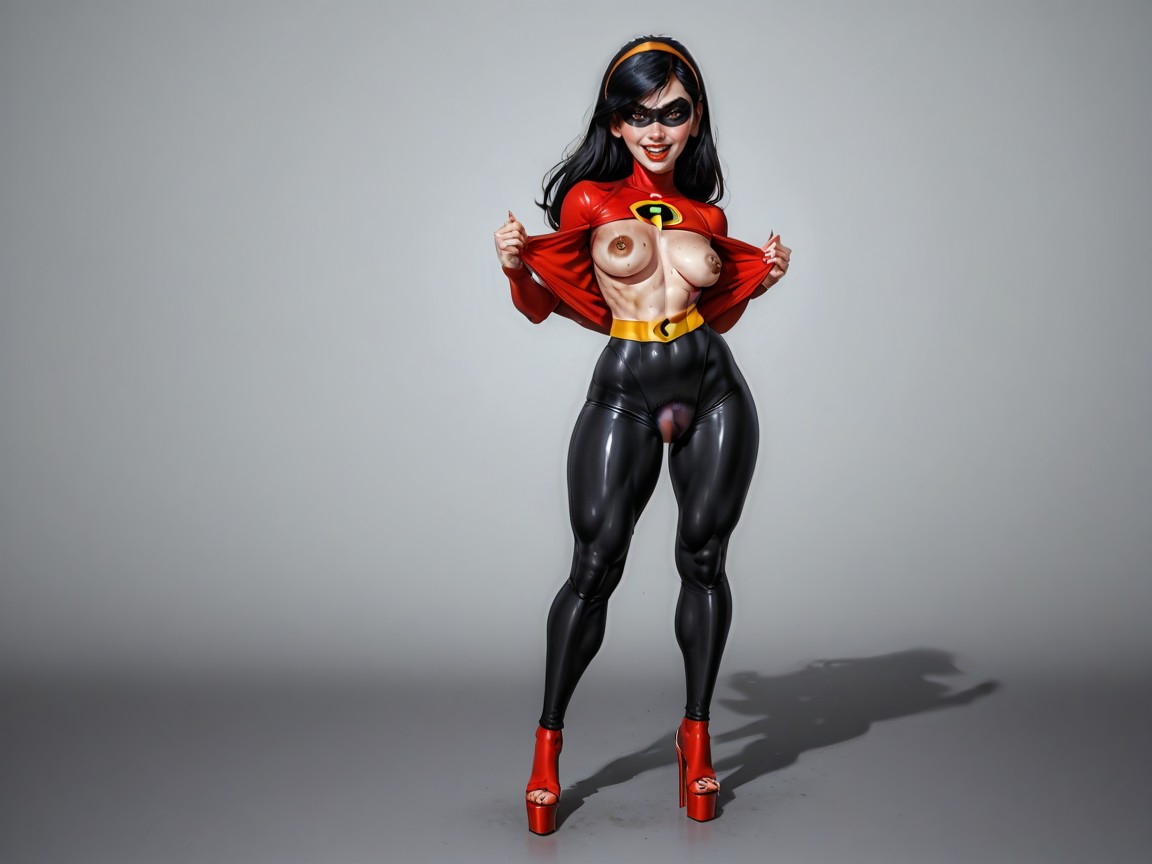 Tight Fishnet Stockings, Latex Suit, Hairy Happy Trail AI Porn