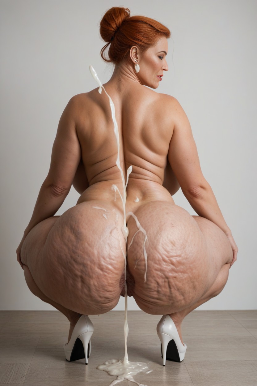Cumshot Ass, Cellulite Ass, Squatting MILF AI Porn