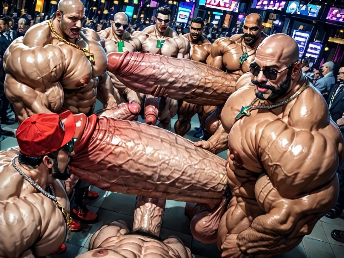 Creampie, Massive Thick Bulky Hairy Muscles, Tongue Out AI Gay Porn